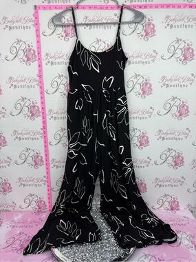 J.o&co Black Leaf-Print Maxi Dress with Spaghetti Straps